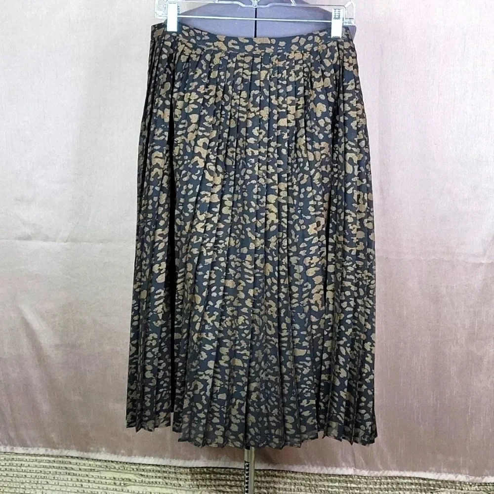 *KAARI BLUE Animal Print Pleated Midi Skirt Size 14